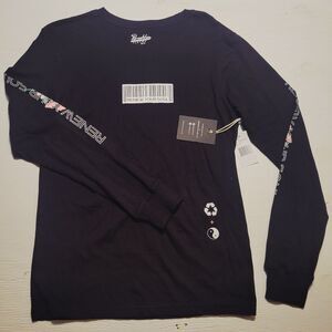 Brooklyn Cloth Co Renew Your Soul Black Graphic T-Shirt Small Long Sleeve Unisex